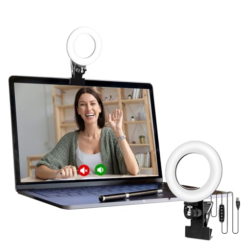 Cyezcor Video Conference Lighting Kit， Clip on Light Reading Lights， Ring Light, 360 ° Flexible Gooseneck Bed Night Light ，Computer Laptop Video Conferencing - size: 6 Inch