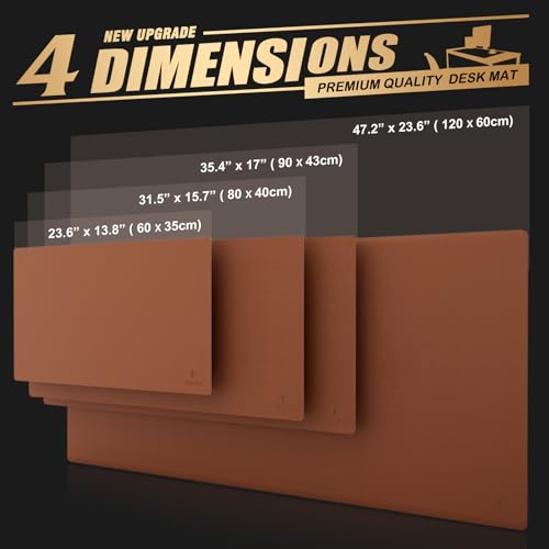 K KNODEL Large Office Leather Desk Mat, Mouse and Keyboard Pad, Computer and Laptop Mat, Desktop Protector and Cover, Writing Pad and Blotter (47.2"x23.6", Brown) - color: Brown, size: 47.2" x 23.6"