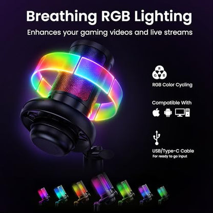 Webcam Streaming Kit with USB RGB Microphone & LED Light – 1080P 30FPS Streaming Camera Bundle for Twitch, YouTube, Podcasting, WFH – PC & Mac Compatible (Not for PS5 Alone)