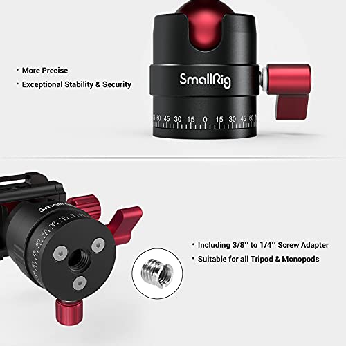 SmallRig 360 Rotating Panoramic Tripod Ball Head, Max Load 5kg / 11lbs | 360 Ballhead with 1/4 inch Quick Shoe Plate, for Tripod Monopod Slider DSLR Camera Camcorder