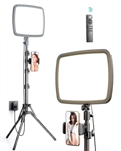 NiceVeedi 14" Soft Large Light with 72" Stand, 3 Color Full Screen Dimmable Ring Light, 2.4G Remote/Phone Holder/Tripod with Ring Light for Video Recording/Home Office/Makeup/Zoom/Stream/TikTok