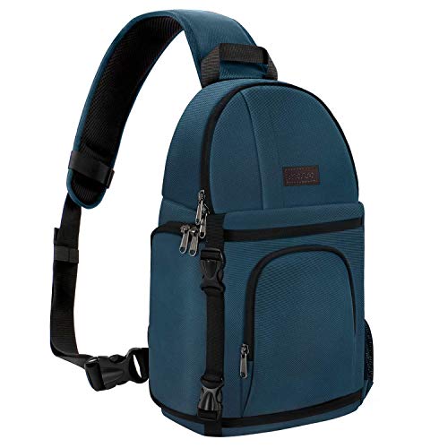 MOSISO Camera Sling Bag, DSLR/SLR/Mirrorless Camera Case Shockproof Photography Camera Backpack with Tripod Holder & Removable Modular Inserts Compatible with Canon/Nikon/Sony/Fuji, Deep Teal - color: Deep Teal