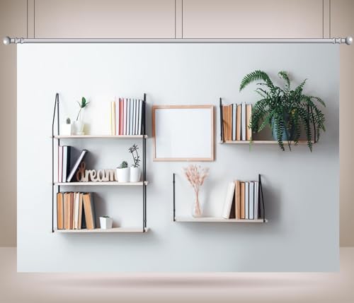 6x4ft Fabric Bookshelf Backdrop Interior Shelves with Books and Decor Hanging on The Wall Background Home Office Backdrop for Video Conference Online Meeting Photo Props - size: 6x4FT
