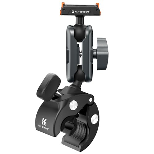 K&F CONCEPT Super Clamp Camera Mount with 360° Dual Ball Head, Bike/Motorcycle Handlebar Tube Mount Quick Release Compatible with Action 5 Pro/4/3 - style: Super Clamp with Ballhead(Action 5 Pro)