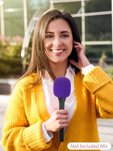 YOUSHARES Handheld Adaptor with Foam Cover, Compatible with Rode and DJI Wireless Microphones for Interviews (Purple Foam) - color: Purple Foam
