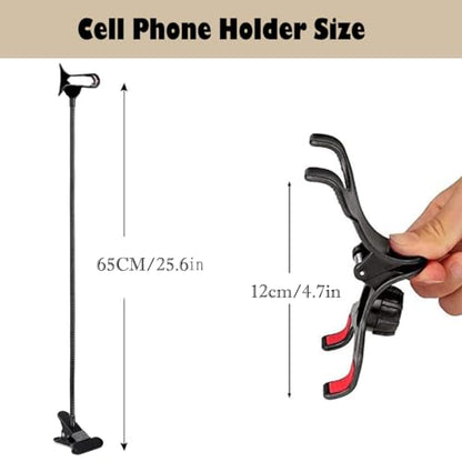 Selfdee Cell Phone Holder,Lazy Bracket, 360-degree Rotating Universal Flexible Long Arms Clip Mount Gooseneck Phones Stand for Bed Flexible Arm Adjustable Mount Clamp on Desk Bedframe (Black)