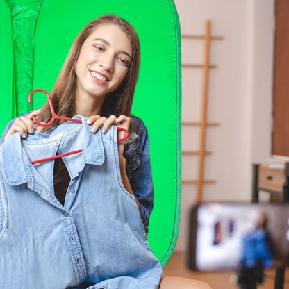 Portable Backdrop Shield – Foldable Chair Screen, Double Sided Background, Wrinkless Resistant Fabric with Secure Fastening Feature | Perfect Video Streaming Calls Home Office Production Use