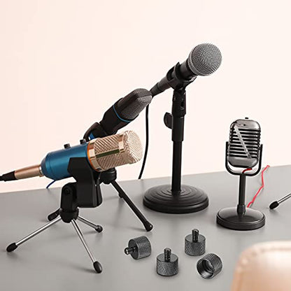 Frienda 4 Pieces Mic Stand Adapter 5/8 Female to 1/4 Male for Camera Mount Tripod Thread Conversion Connector Screw Adapter for Microphone Stand Mount(Black) - color: Black