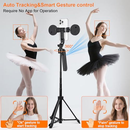 Vlogging Kit for iPhone/Andriod,70.9″ Auto Face Tracking Tipod | 360 rotatable selfie stick tripod, content creator essentials, yutube starter kit, gesture control ,with remote Mic and light - style: With K15 Mic