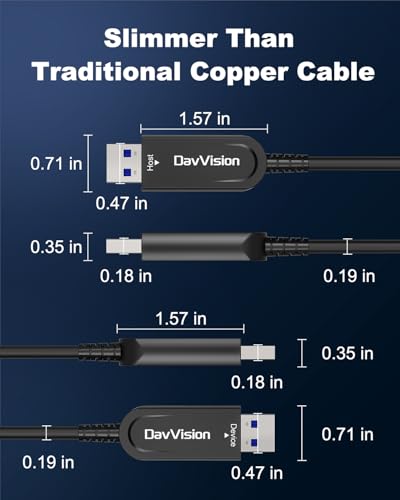 USB A to USB A Cable 50 FT, Fiber Optic USB Cable Male to Male 10Gbps(No Power), Long-Distance USB Host-Device Connection for KVM Extension,Embedded Control Systems,Remote Device Management - size: 50FT(Male to Male), style: 1 Pack