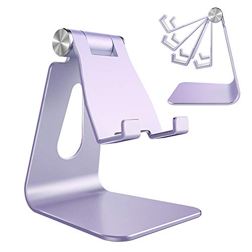 CreaDream Adjustable Cell Phone Stand, Phone Stand, Cradle, Dock, Holder, Aluminum Desktop Stand Compatible with Phone 13 12 11 Pro Max Charging, Accessories Desk, All Mobile Phones, Purple - color: Purple