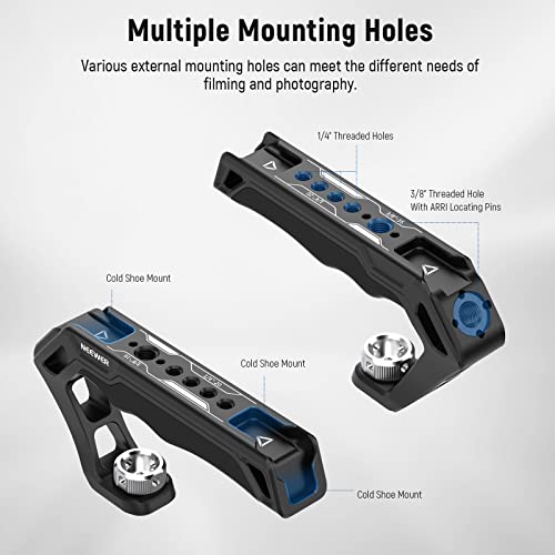 NEEWER Camera Top Handle with 3/8" ARRI Locating Pins, Comfort Silicone Grip with 1/4" 3/8" Threads and 3 Cold Shoes, Compatible with SmallRig Handles Camera Cages Video Rigs, CA007 - style: CA007