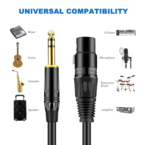 LanSenSu XLR to 1/4 TRS Stereo Adapter,XLR Female to 1/4 Inch (6.35mm) Stereo Balanced Microphone Stereo Audio Converter AdapterCable 2Pack-100ft - size: 6.35mm to XLR Female-100ft