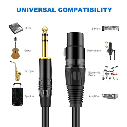 LanSenSu XLR to 1/4 TRS Stereo Adapter,XLR Female to 1/4 Inch (6.35mm) Stereo Balanced Microphone Stereo Audio Converter AdapterCable 2Pack-100ft - size: 6.35mm to XLR Female-100ft