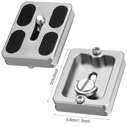 Frienda 2 Pieces Metal Quick Release Plate with 1/4''-20 Camera Screw Tripod Mount Plate Fits Standard for DSLR Camera Tripod Ball Head(Titanium Color,Pu50) - color: Titanium Color, style: PU50