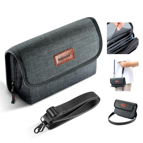 NEEWER Camera Lens Filter Case with Water Resistant Hard Shell, 6 Soft Pockets, Shoulder Strap, Pro Photography Filter Bag Storage Pouch for 4''x 4'', 4''x 5.65'' Square, 95mm Circular Filters, PB025 - style: Pb025