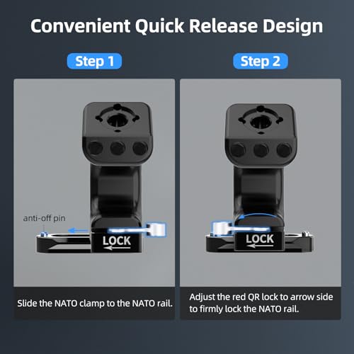 Nitze Quick Release NATO Handle with NATO Rail and Cold Shoe Adapter, Mini Ergonomic Camera Top Handle for Camera Rigs (Lil Stinger Series) - PA28M-AK