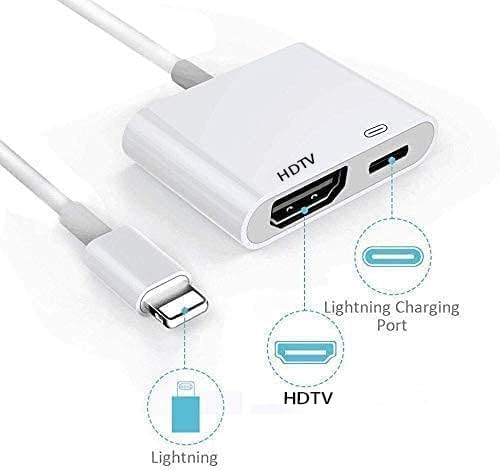 Apple MFi Certified Lightning to HDTV Digital AV Adapter 1080P HD Video Sync Screen Connector Cable with Charging Port Compatible with iPhone 14/13/12/11/ X/ 8/7/ iPad on HDTV/Projector/Monitor - style: Lightning to HDTV
