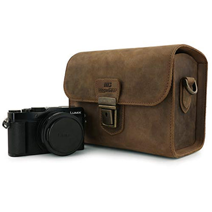 MegaGear Pebble Genuine Leather Camera Messenger Bag for Mirrorless, Instant and DSLR Cameras - color: Cinnamon