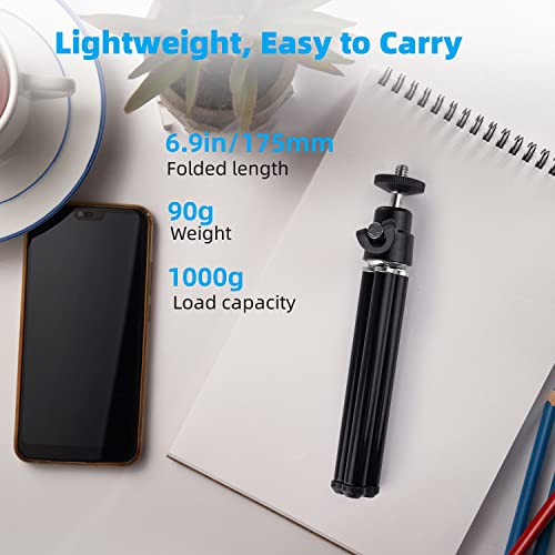 Mini Tripod for Webcam and Phone, 12.4 inch Metal Extendable Webcam Stand with Phone Holder, Small Tripod for Desk - color: 6-12.4 inch Black