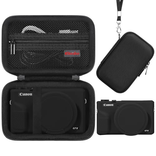 Elonbo Camera Case for Canon PowerShot G7X Mark III Digital Camera, G7X Mark III Hard Carrying Case + Soft Silicone Cover with Removable Lens Cover, Black - color: Black