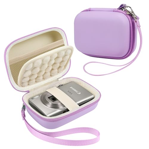 Leayjeen Hard EVA Camera Case Compatible with Canon PowerShot ELPH/IXUS, Kodak Pixpro FZ55/FZ45, Nikon Coolpix, Small Digital Camera, Shockproof Protective Camera Bag with Hand Strap-Purple(Case Only) - color: Purple
