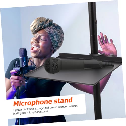 Mikinona 1Pc Metal Sound Card Storage Tray for Microphone Stand Clamp Holder with Angle and Protective Sponge Pad Support for Live Broadcast and Audio Equipment