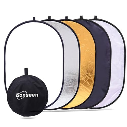 5 in 1 Camera Lighting Reflector/Diffuser Kit 40"x 60"/100 x 150CM Portable Multi-Disc Collapsible Backdround/Backdrop with Carrying Case for Photpgraphy Studio Outdoor Vedio Lighting - size: 40x60inch