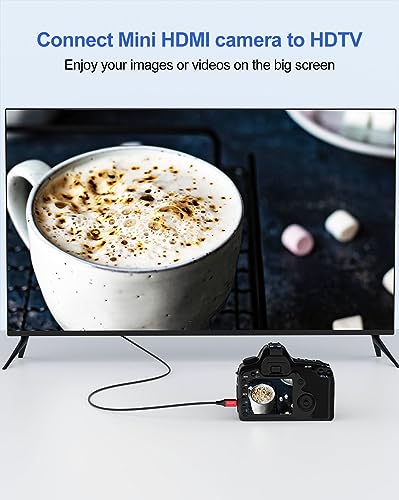 Mini HDMI to HDMI Cable 3FT, 4K HDMI to Mini HDMI 18Gbps High Speed Mini HDMI Cable 4K@60Hz 2K for Camera, Camcorder, Tablet, Laptop, Monitor, HDTV, Graphics (Nylon Braided HDMI 2.0 Cord) - size: 3.3FT