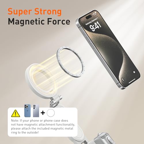 AMAZEAR Phone Camera Grip with Selfie Stick Tripod, Cellphone Accessories with Detachable Wireless Shutter Button for iPhone 16 17 Pro Max, Comfort Ergonomic Smartphone Handle Holder, White - color: White