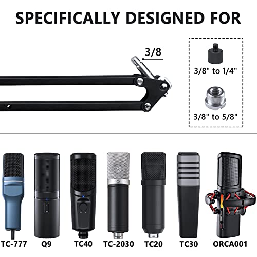 GEEKRIA for Creators Microphone Boom Arm Compatible with TONOR TC-777, TC30, TC20, TC-2030 Suspension Stand Desk Mount with Table Flange Adapter