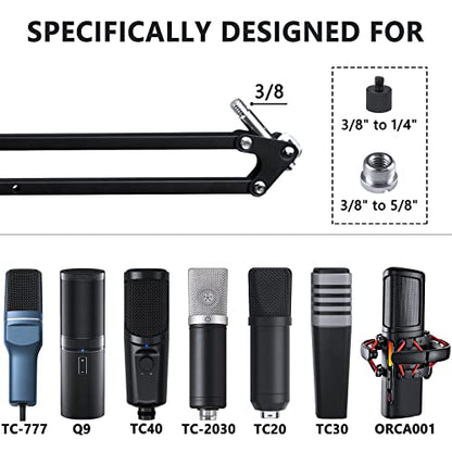 GEEKRIA for Creators Microphone Boom Arm Compatible with TONOR TC-777, TC30, TC20, TC-2030 Suspension Stand Desk Mount with Table Flange Adapter