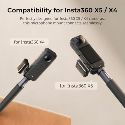 SMALLRIG Cold Shoe Mount 360° Adjustable for Insta360 X5 / X4 Accessories, Invisible Microphone Mount for DJI Mic 3 Transmitter, with 18.5mm Audio Adapter Cable - 5825 - style: Cold Shoe Mount