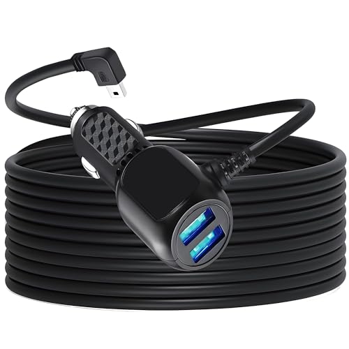 MAYWILLA Car Dash Cam Charger Cable,Mini USB Dash Cam Power Cord with Dual USB Port Vehicle Charging Cable for 12V-24V Various Models of Car DVR, GPS Navigator, Early Warning (11.5FT)