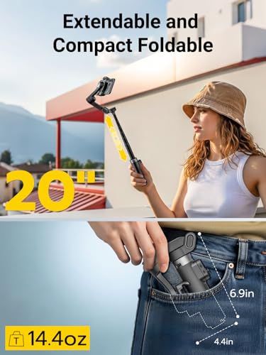 AOCHUAN Smart X3 360° Pan Rotation Gimbal Stabilizer for iPhone, Magnetic Remote Control, 3-Axis Stabilizer w/Built-in Extension Rod & One-Touch Open Tripod, Foldable Phone Gimbal for Vlogging, Travel - size: X3