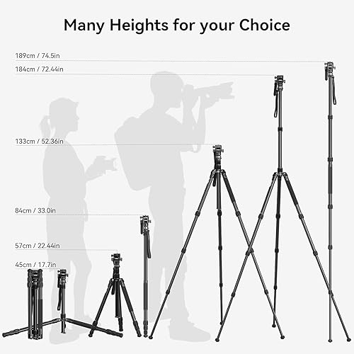 SmallRig CT200 72.8"/200cm Horizontal Overhead Tripod for Camera with Smartphone Holder & Carrying Bag, 33lb Max Load Aluminum Horizontal Camera Tripod for Overhead Shots