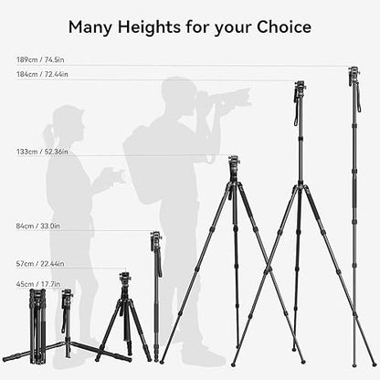 SmallRig CT200 72.8"/200cm Horizontal Overhead Tripod for Camera with Smartphone Holder & Carrying Bag, 33lb Max Load Aluminum Horizontal Camera Tripod for Overhead Shots