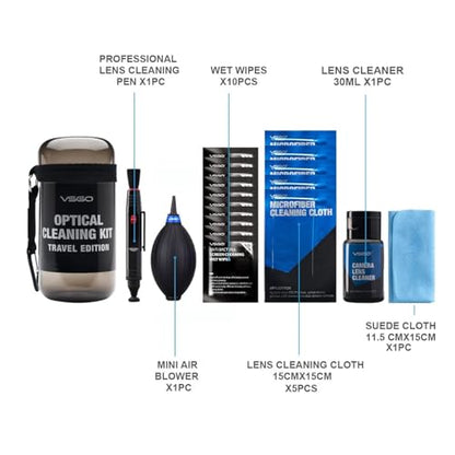VSGO Professional Lens Cleaning Kit (DKL-15D) - Includes Lens Pen, Air Blower & Cleaning Fluid - Portable Dust Removal for Camera Lenses, Filters, Cell Phones and Electronics