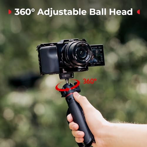 SMALLRIG Small Camera Tripod Selfie Stick, Extendable 8"-15" Mini Handheld Carabiner Tripod with Mantis Hook, 360° Ball Head, Cold Shoe Mount, 1/4"-20 Screw for DSLR, Adapter for DJI, for GoPro - 5285 - style: for camera