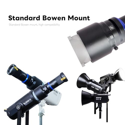 Bowens Mount Optical Snoot Spotlight Kit for Amaran150C/300C, Storm 400X, 600X Pro, 100X/D, Godox SL60, Nanlite FS-300C, Neewer LED Monolight etc - size: for COB Monolight