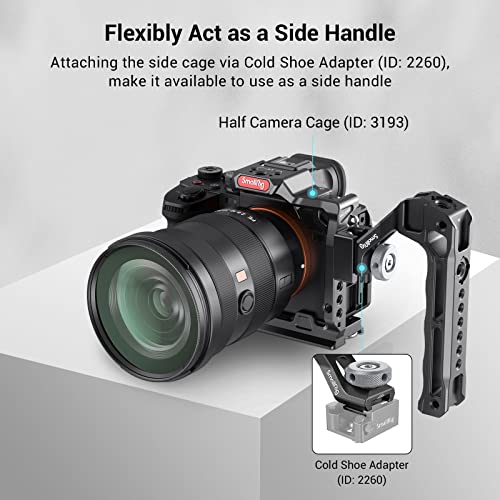 SmallRig Lightweight Top Handle, Grip for DSLR Camera Cage, Universal Handle with 5 Cold Shoe Adapters and Cold Shoe Base (Lite) - 3764