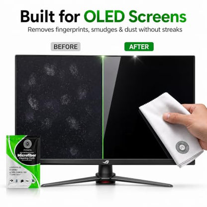 Premium OLED Microfiber Cleaning Cloth, 12 x 16 in | Premium 12x16 in low-lint cloth for OLED and QD-OLED monitors, TVs, lenses