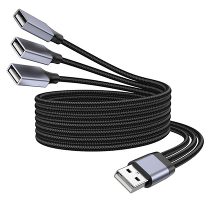 USB Y Splitter, 3.3FT USB A Male to 3 Female Extension Cable, USB Splitter 1 in 3 Out Support Charging and Data Transfer for Printer/Keyboard/Flash Drive/PlayStation/Laptop/LED Etc. - size: 3.3FT