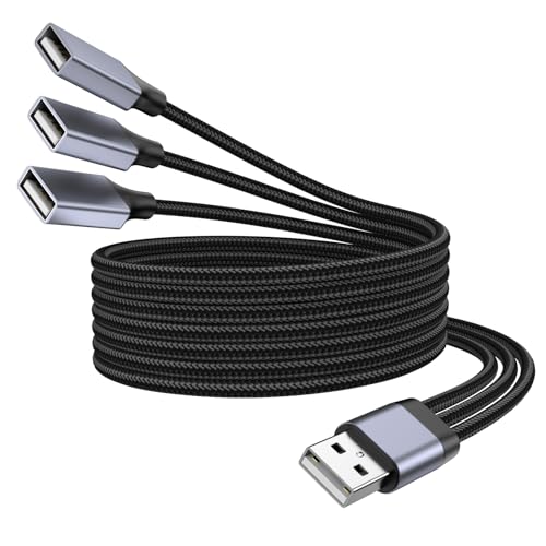 USB Y Splitter, 3.3FT USB A Male to 3 Female Extension Cable, USB Splitter 1 in 3 Out Support Charging and Data Transfer for Printer/Keyboard/Flash Drive/PlayStation/Laptop/LED Etc. - size: 3.3FT