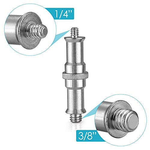 Neewer 2 Pieces Standard 1/4 to 3/8 inch Metal Male Convertor Threaded Screw Adapter Spigot Stud for Studio Light Stand, Hotshoe/Coldshoe Adapter, Ball Head, Wireless Flash Receiver, Trigger - ST24 - style: ST24