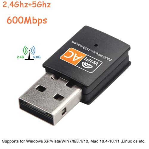 Dual-Band USB WiFi Adapter, Black - for Laptops and Desktops, Compatible with Windows, Mac, and Linux