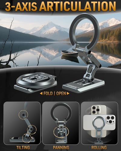 MOSENVKA Dual Magnetic Phone Holder Gym Magnetic Stand,Tripod Phone Mount (1/4'' Hole& ARCA-Swiss),Portable Phone Grip for iPhone 12/13/14/15/16/17-Desk/Car/Gym/Golf Cart/Airplane Use Stand (Silver) - color: Silver
