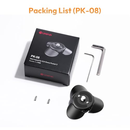ULANZI PK-08 Pocket 3 4 Mini Tripod for DJI Osmo Pocket 3 4, All-Purpose Mini Tripod 1/4'' Mounting Screw for Insta360 X5 X4 X3 for Desktop Stand - color: PK-08