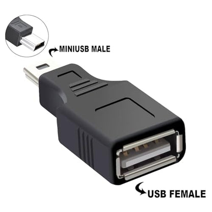 2 Pack USB 2.0 Type A to Mini USB 5-Pin Type B Female/Male Adapter with Cameras, Printers, Audio Devices and More