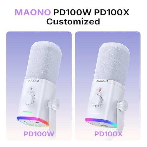 MAONO Microphone Windscreen for PD100W Microphone High-Density Flocked Foam Mic Cover, Soft Flocked Foam for Noise Reduction & Mic Protection, Reusable & Easy to Clean, Ash White